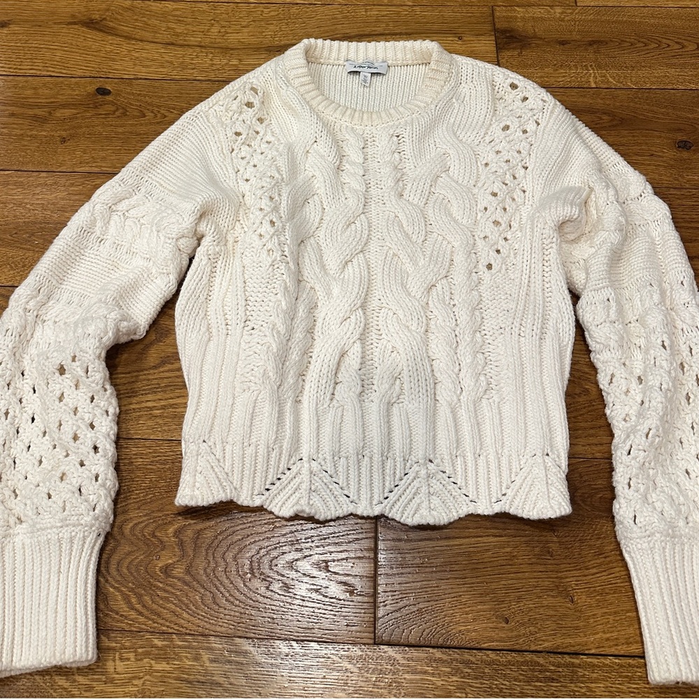 & Other Stories Ivory Cable Knit Sweater